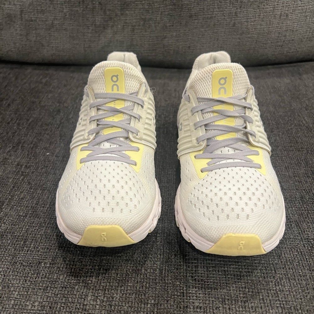 On Running Women's Sneakers in Light Gray and Pale Yellow - Picture 1 of 9